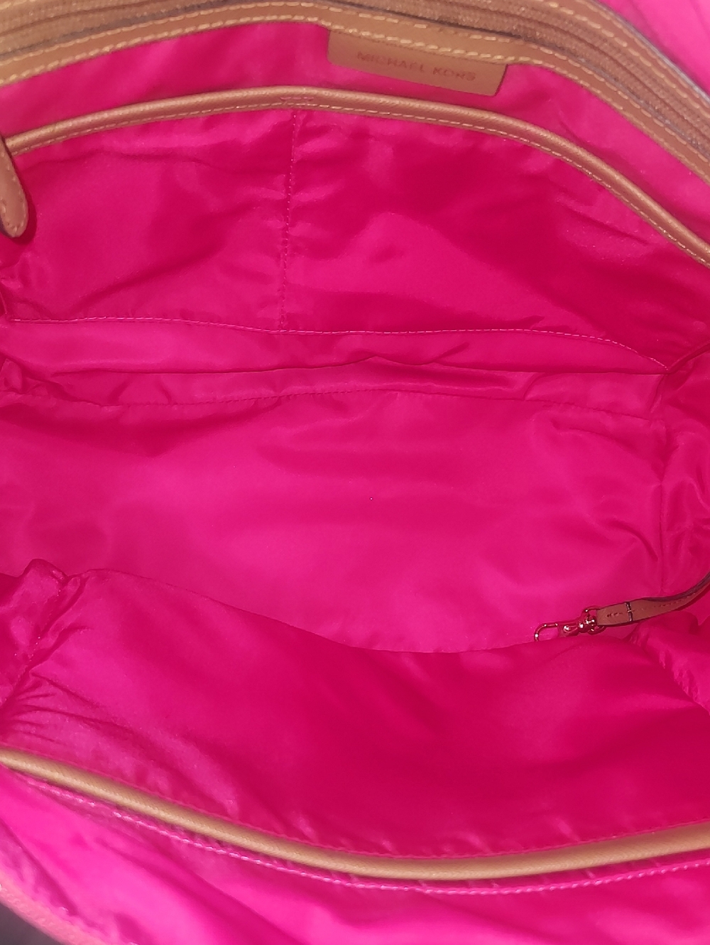 Michael Kors Hot Pink Tote with Tan Handles - Picture 5 of 12